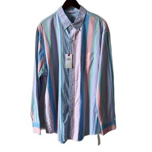 IZOD SALTWATER NWT Shirt Newport Oxford Colorful Stripes Sz XL